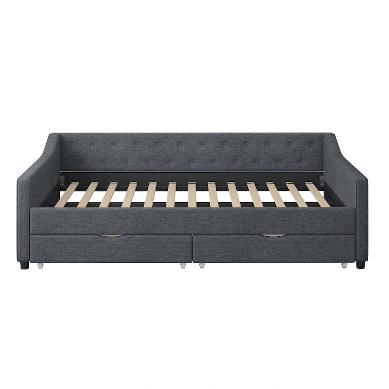 Lit de repos capitonné avec tiroirs pour chambre à coucher