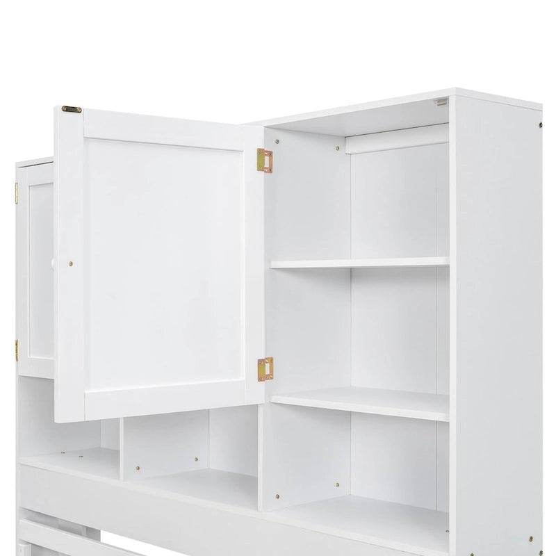 Lit plateforme avec tête de lit de rangement