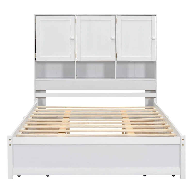 Lit plateforme avec tête de lit de rangement