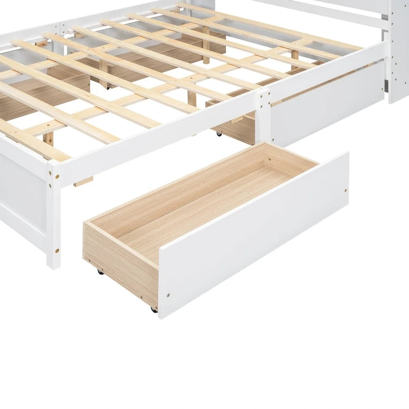 Lit plateforme avec tête de lit de rangement