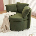 Fauteuil pivotant en tissu avec rangement et coussin de dossier pour le salon