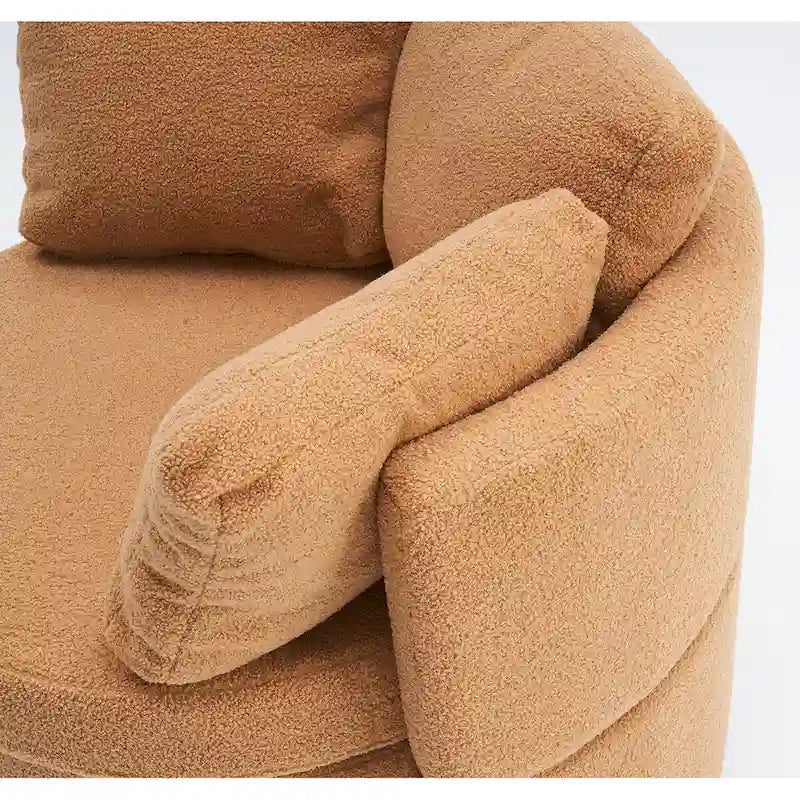 Fauteuil pivotant en tissu avec rangement et coussin de dossier pour le salon