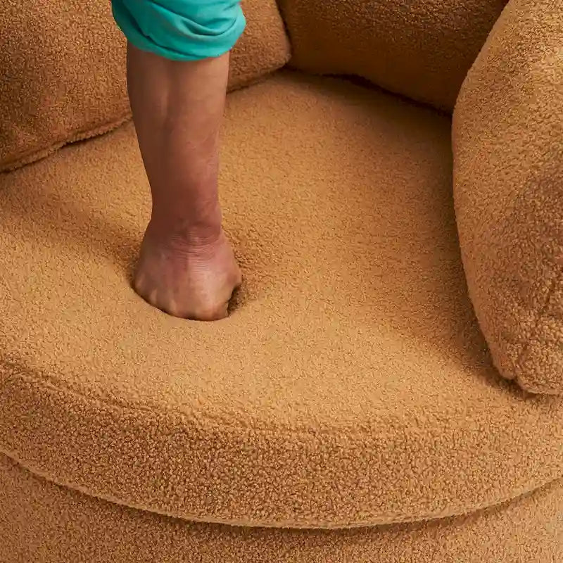 Fauteuil pivotant en tissu avec rangement et coussin de dossier pour le salon