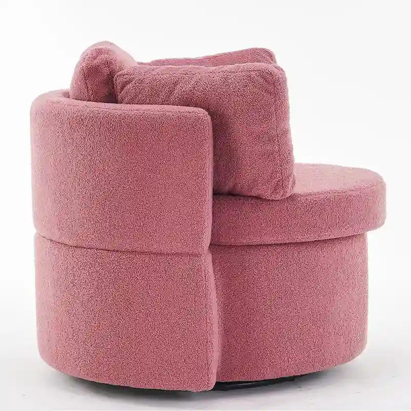 Fauteuil pivotant en tissu avec rangement et coussin de dossier pour le salon