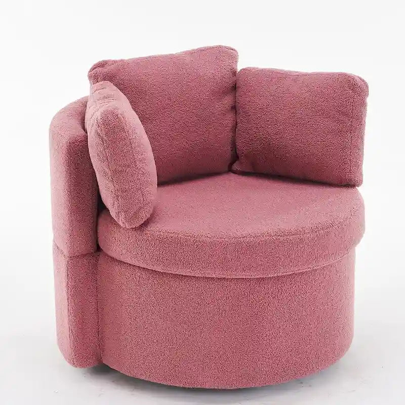 Fauteuil pivotant en tissu avec rangement et coussin de dossier pour le salon