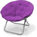 Fauteuil soucoupe contemporain grand format en microsuède violet/métal