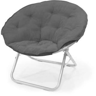 Fauteuil soucoupe contemporain grand format en microsuède violet/métal