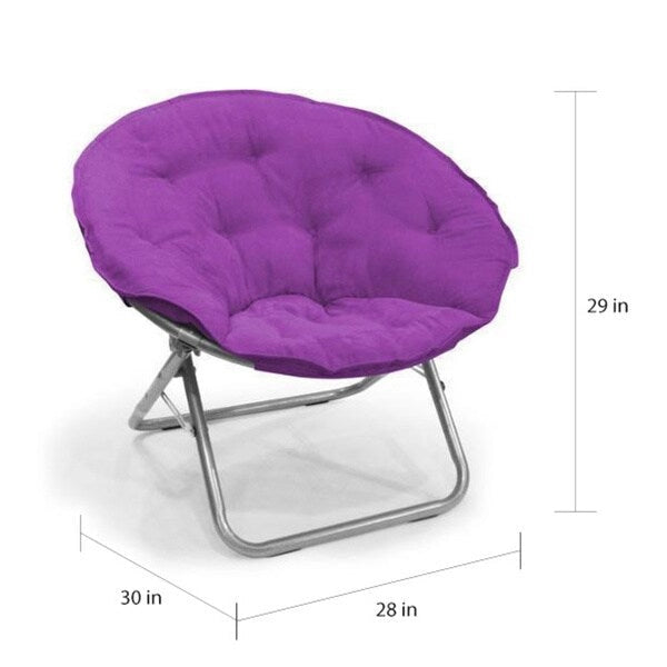 Fauteuil soucoupe contemporain grand format en microsuède violet/métal