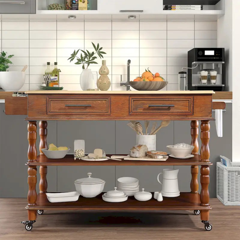 Îlot de cuisine roulant avec rangement