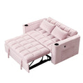 Canapé convertible multifonctionnel en velours, porte-gobelet, port USB