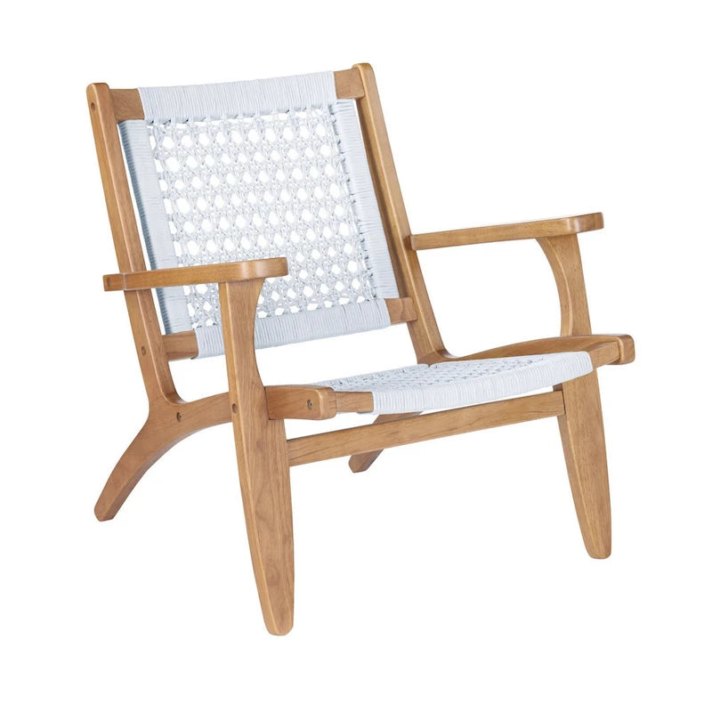Fauteuil d'appoint, dossier tressé en corde hexagonale, assise, marron