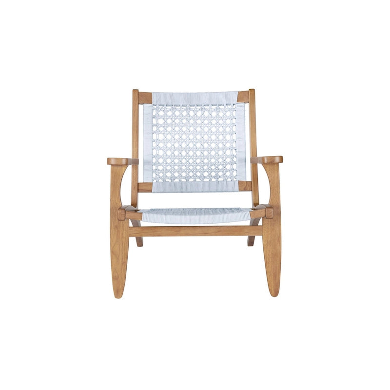 Fauteuil d'appoint, dossier tressé en corde hexagonale, assise, marron