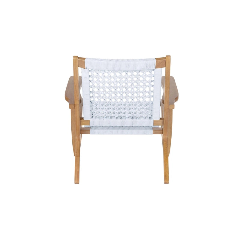 Fauteuil d'appoint, dossier tressé en corde hexagonale, assise, marron