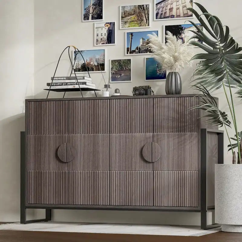 Meuble de rangement Enfilade cannelée Buffet de ferme moderne