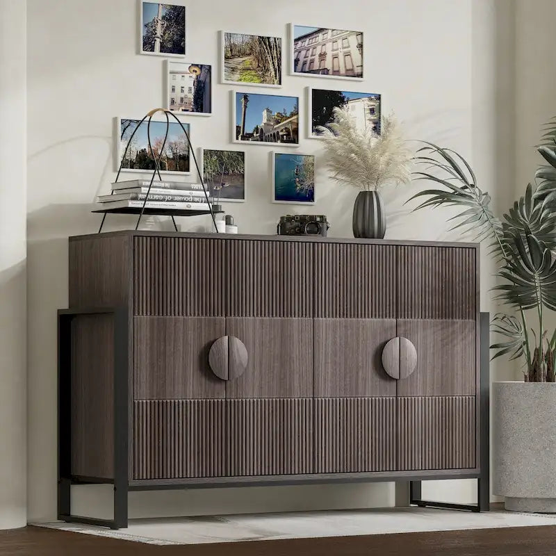 Meuble de rangement Enfilade cannelée Buffet de ferme moderne