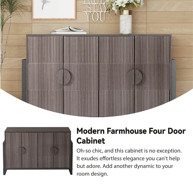 Meuble de rangement Enfilade cannelée Buffet de ferme moderne