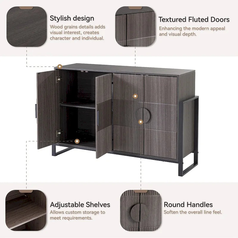 Meuble de rangement Enfilade cannelée Buffet de ferme moderne