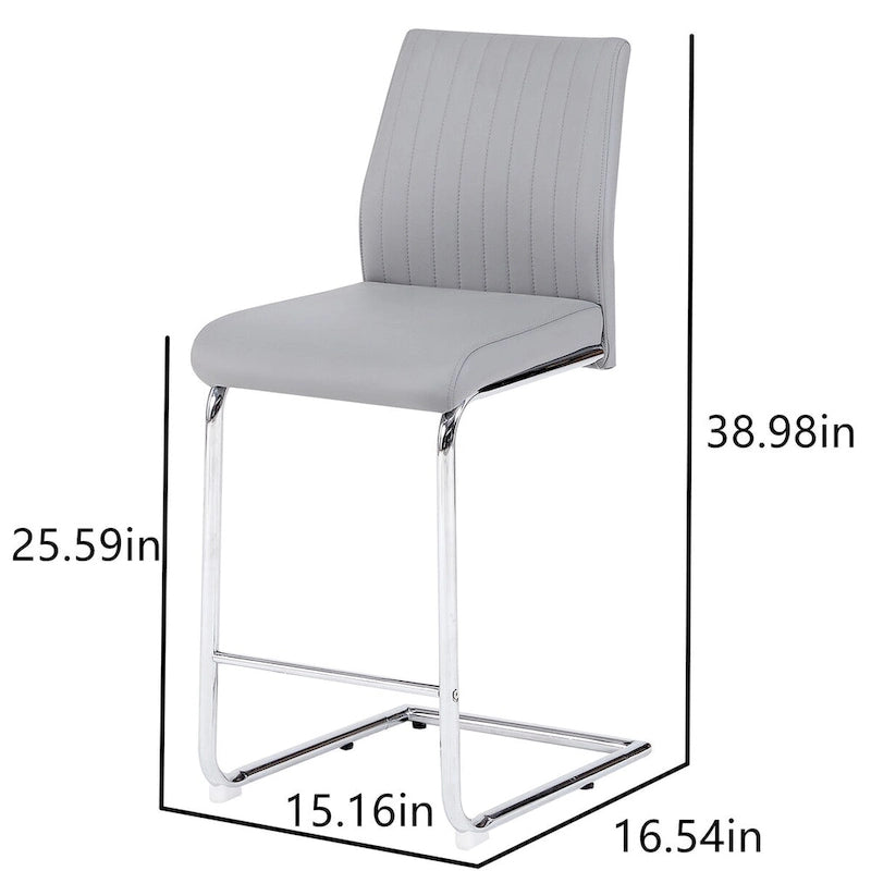 Chaise de bar en PU, design moderne et simple, gris clair