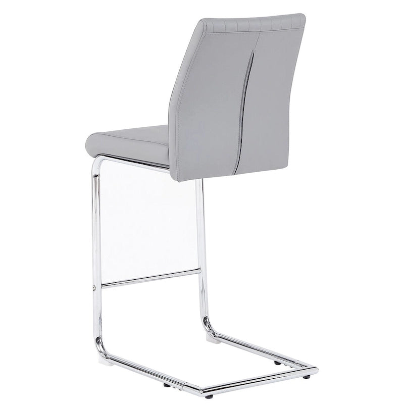 Chaise de bar en PU, design moderne et simple, gris clair