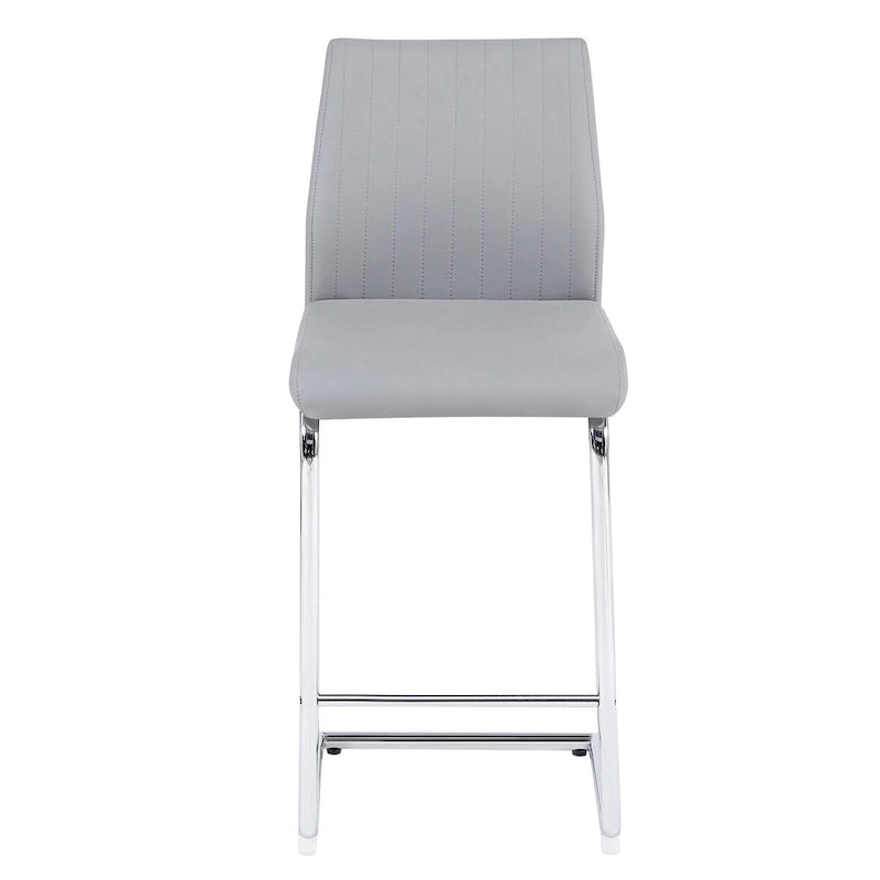 Chaise de bar en PU, design moderne et simple, gris clair