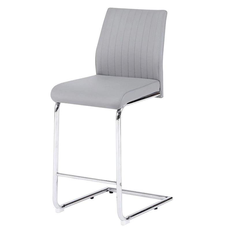 Chaise de bar en PU, design moderne et simple, gris clair