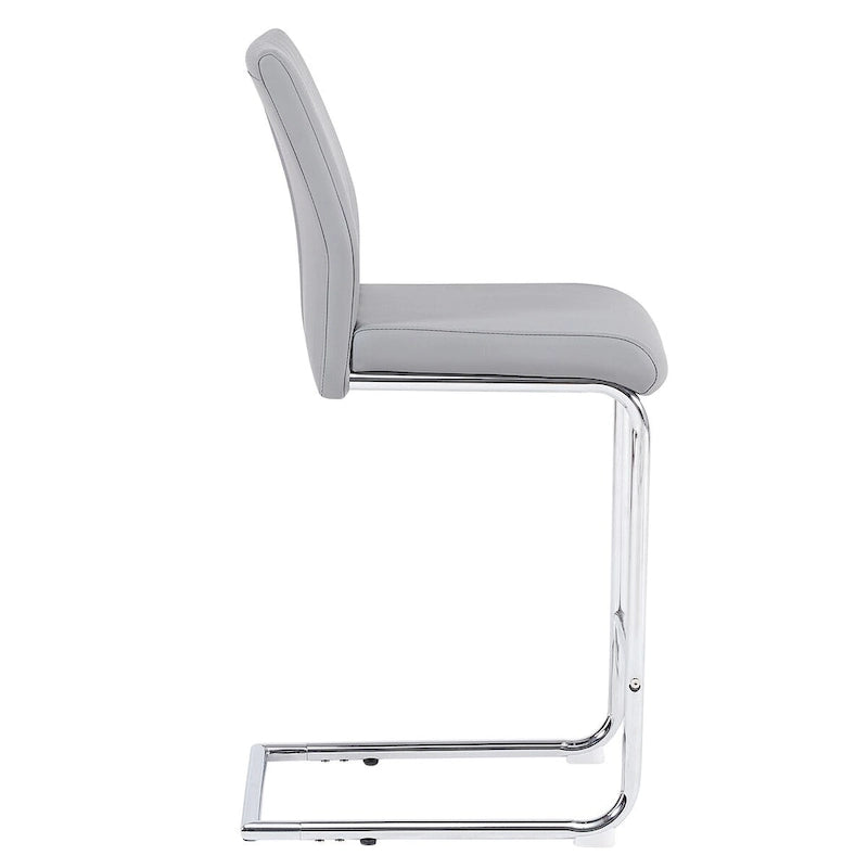 Chaise de bar en PU, design moderne et simple, gris clair