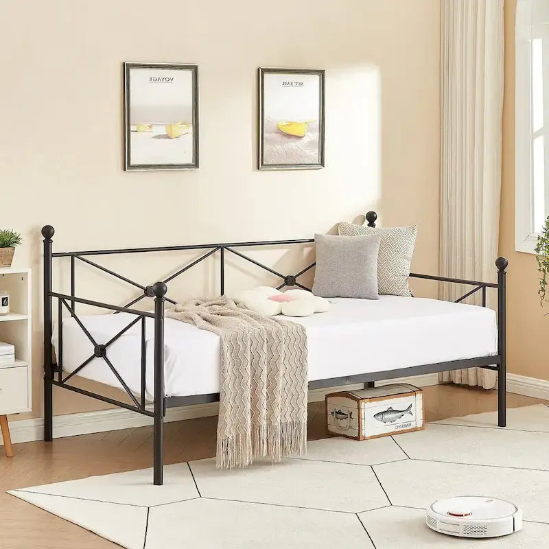 Javlergo Metal Daybed Frame Twin Size Sofa Bed with Steel Slats for Living Room Guest Room
