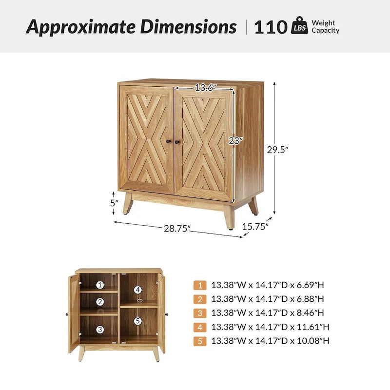 Meuble d'appoint deux portes style Mid-Century
