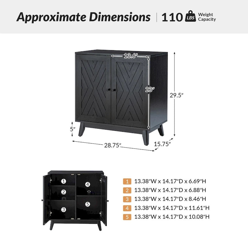 Meuble d'appoint deux portes style Mid-Century