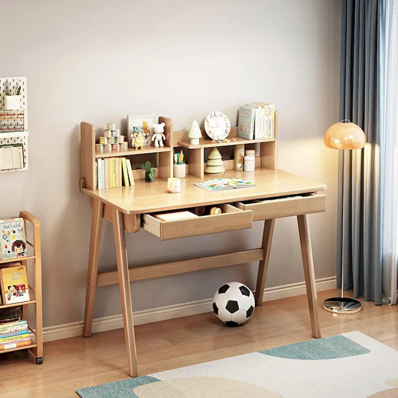Bureau d'enfant en bois avec étagère