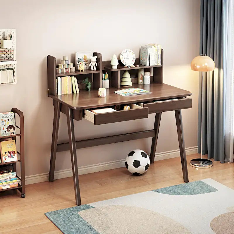 Bureau d'enfant en bois avec étagère