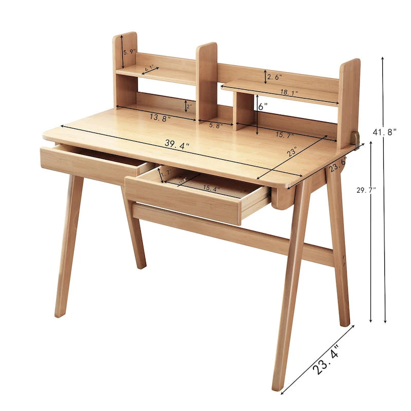 Bureau d'enfant en bois avec étagère