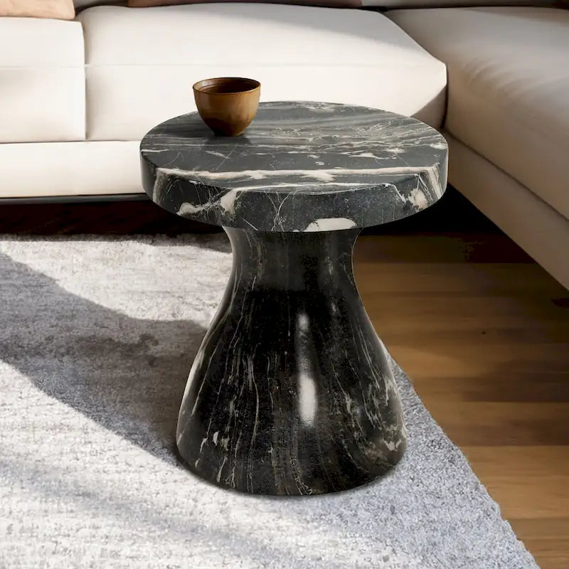 Table d'appoint en faux marbre élégante pour l'intérieur et l'extérieur