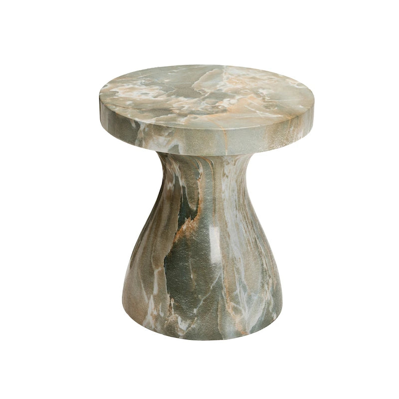 Table d'appoint en faux marbre élégante pour l'intérieur et l'extérieur