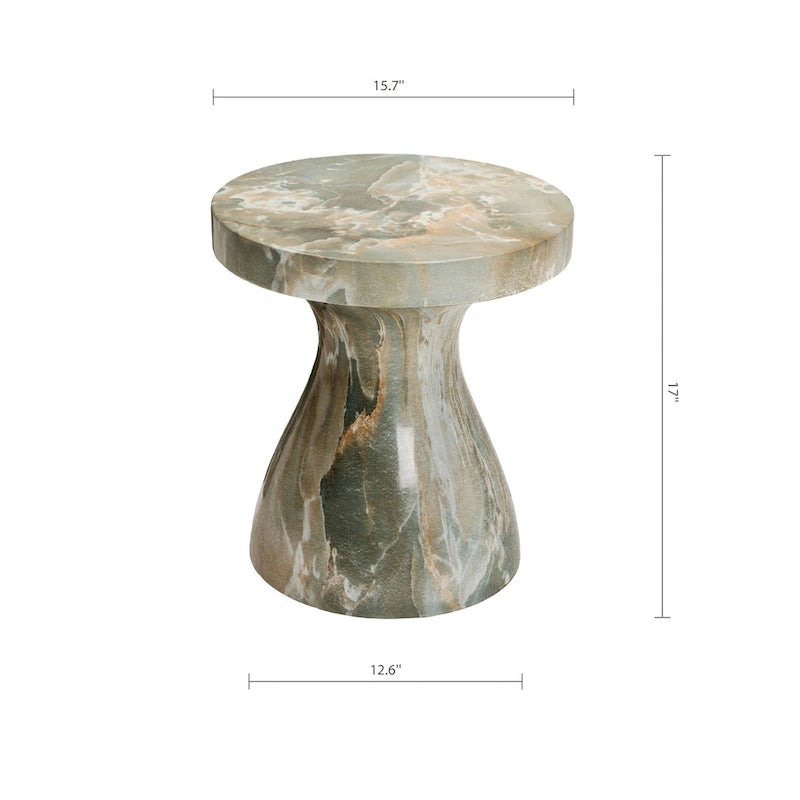 Table d'appoint en faux marbre élégante pour l'intérieur et l'extérieur