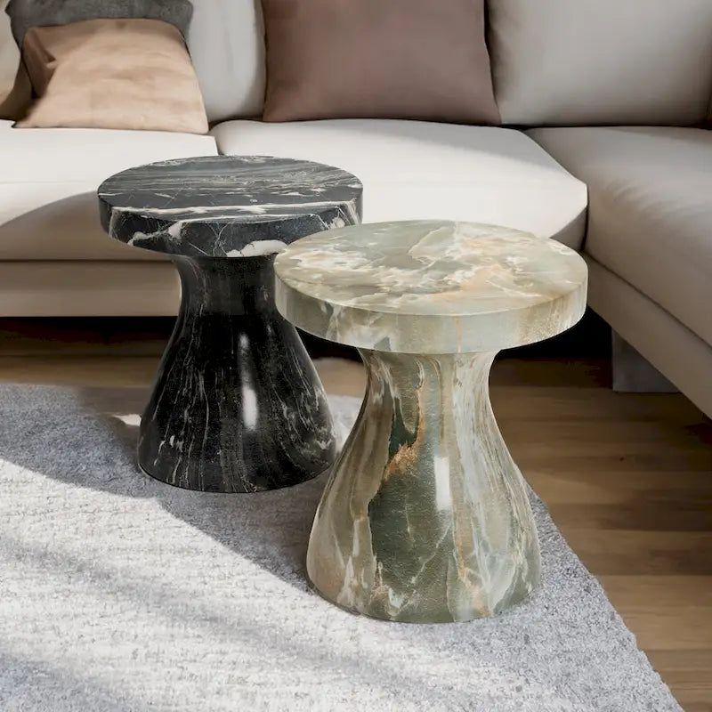Table d'appoint en faux marbre élégante pour l'intérieur et l'extérieur