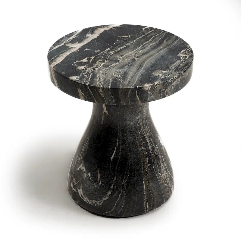 Table d'appoint en faux marbre élégante pour l'intérieur et l'extérieur