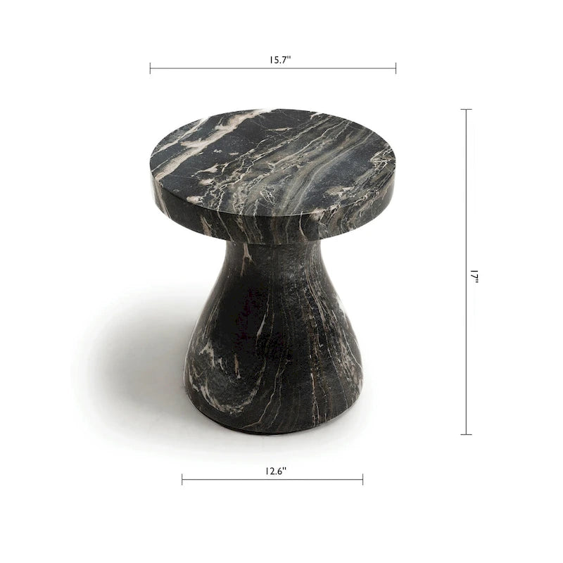 Table d'appoint en faux marbre élégante pour l'intérieur et l'extérieur