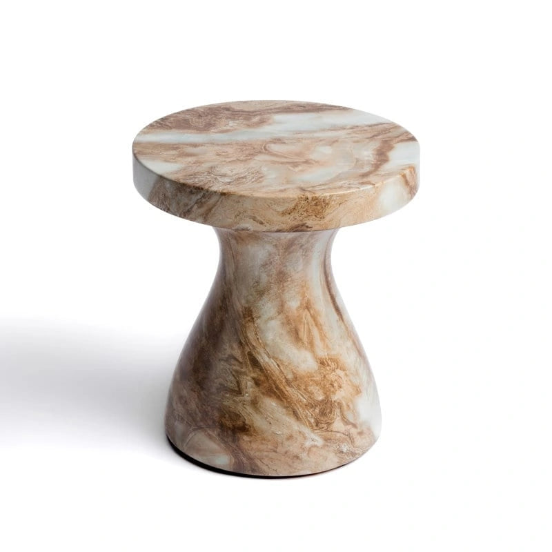 Table d'appoint en faux marbre élégante pour l'intérieur et l'extérieur