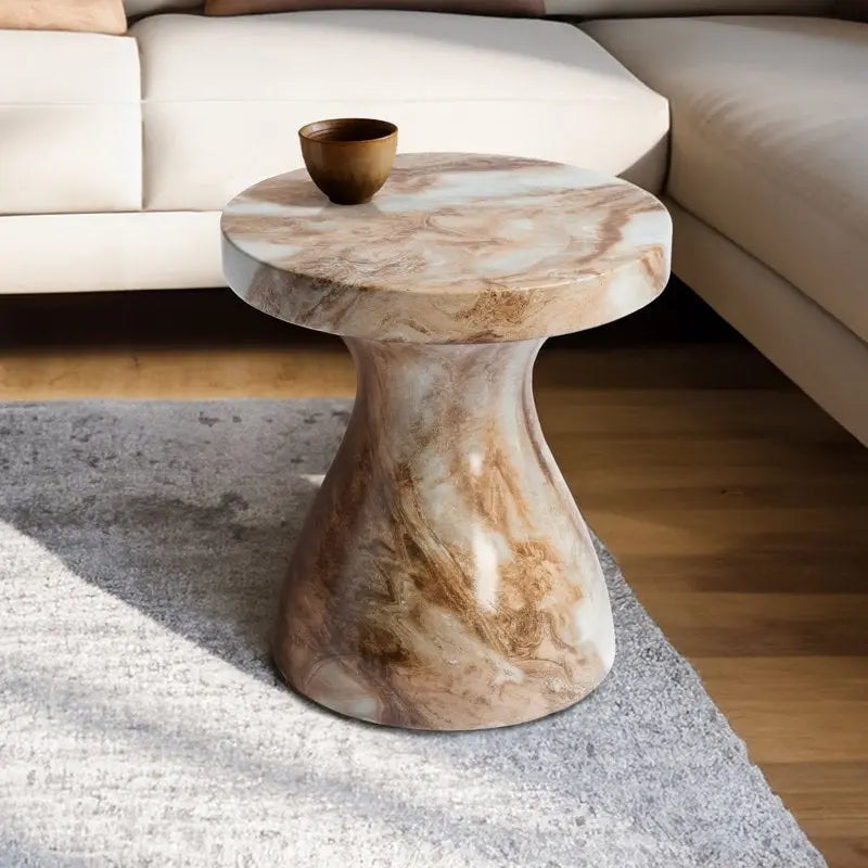 Table d'appoint en faux marbre élégante pour l'intérieur et l'extérieur