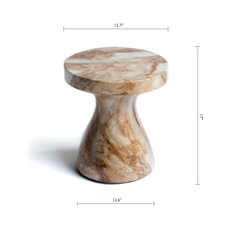 Table d'appoint en faux marbre élégante pour l'intérieur et l'extérieur