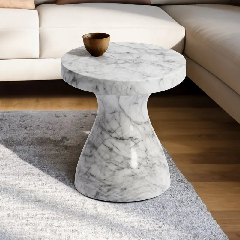 Table d'appoint en faux marbre élégante pour l'intérieur et l'extérieur