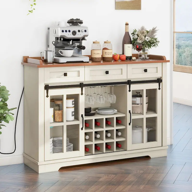 Meuble de bar à café avec casier à vin, buffet de cuisine