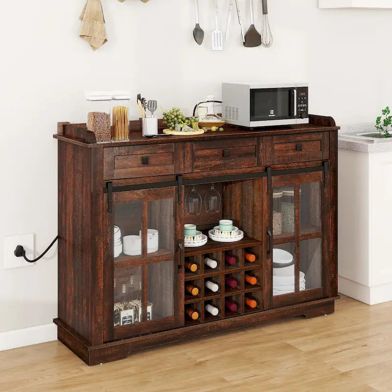 Meuble de bar à café avec casier à vin, buffet de cuisine