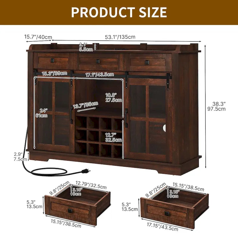 Meuble de bar à café avec casier à vin, buffet de cuisine