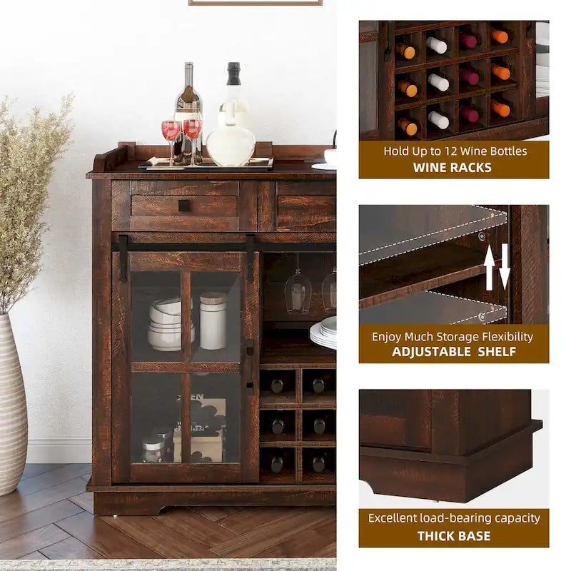 Meuble de bar à café avec casier à vin, buffet de cuisine
