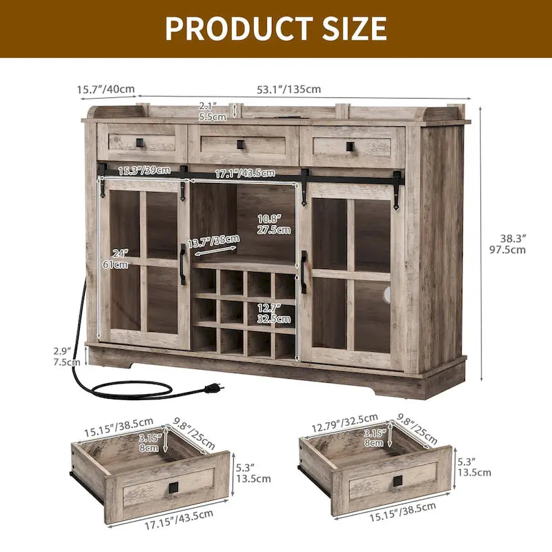 Meuble de bar à café avec casier à vin, buffet de cuisine