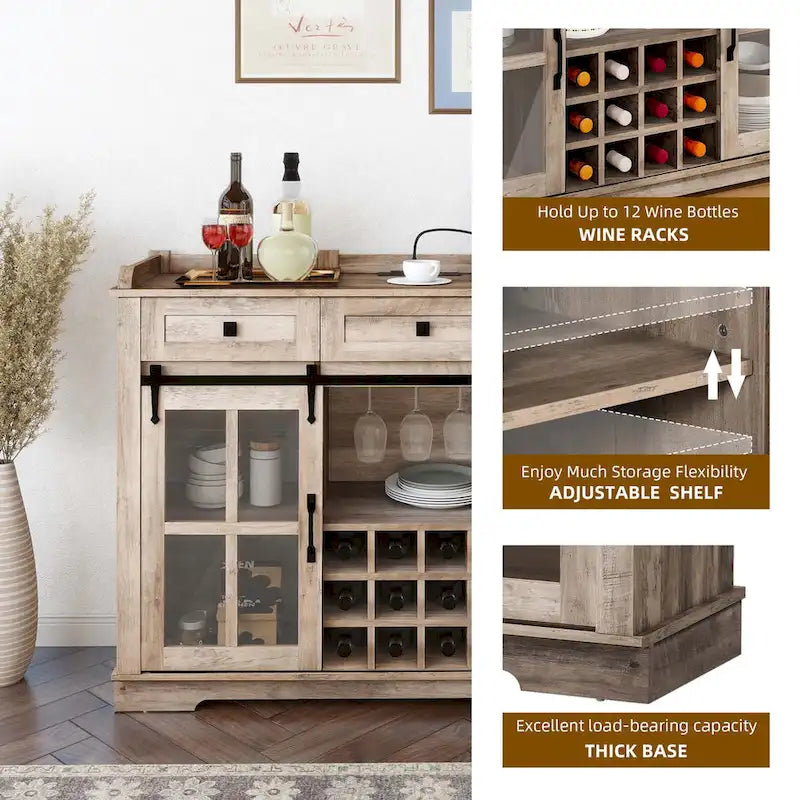 Meuble de bar à café avec casier à vin, buffet de cuisine