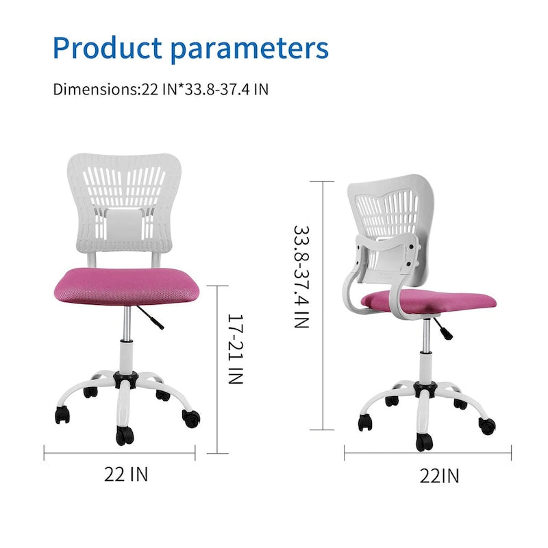 Chaise de bureau sans accoudoirs avec hauteur d'assise réglable