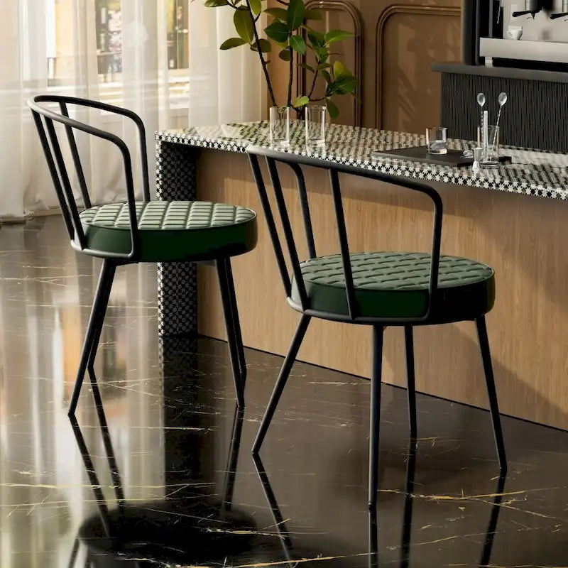 Chaises de salle à manger en cuir avec structure en métal